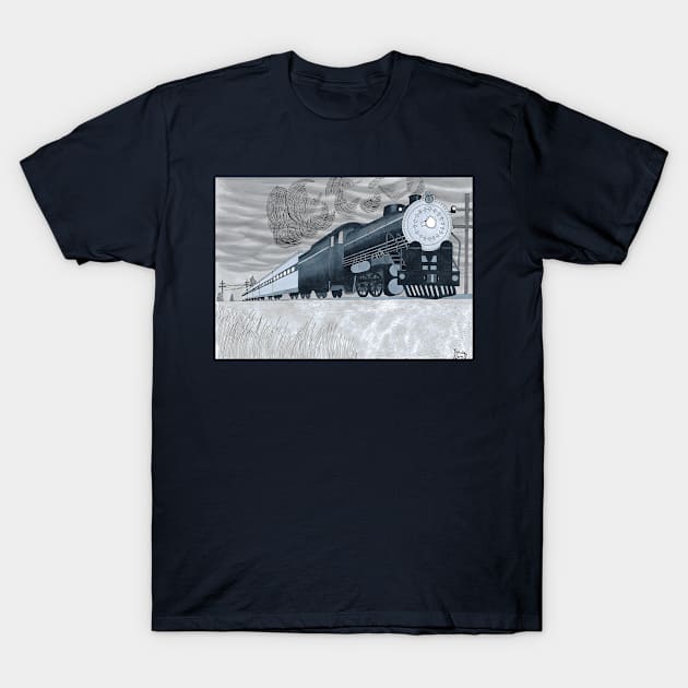 Gray Train T-Shirt by Nicholas Georgel Arts